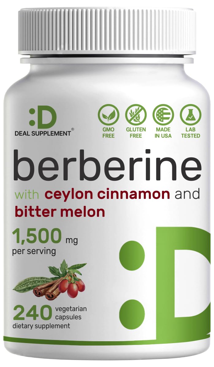 Berberine Supplement 500mg Per Capsule (1500mg Per Serving) | 240 Veggie Capsules DEAL SUPPLEMENTUS supplements