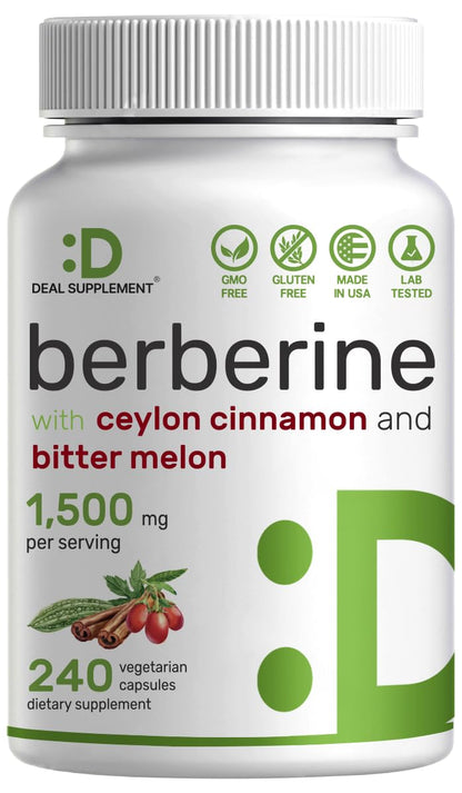 Berberine Supplement 500mg Per Capsule (1500mg Per Serving) | 240 Veggie Capsules DEAL SUPPLEMENTUS supplements
