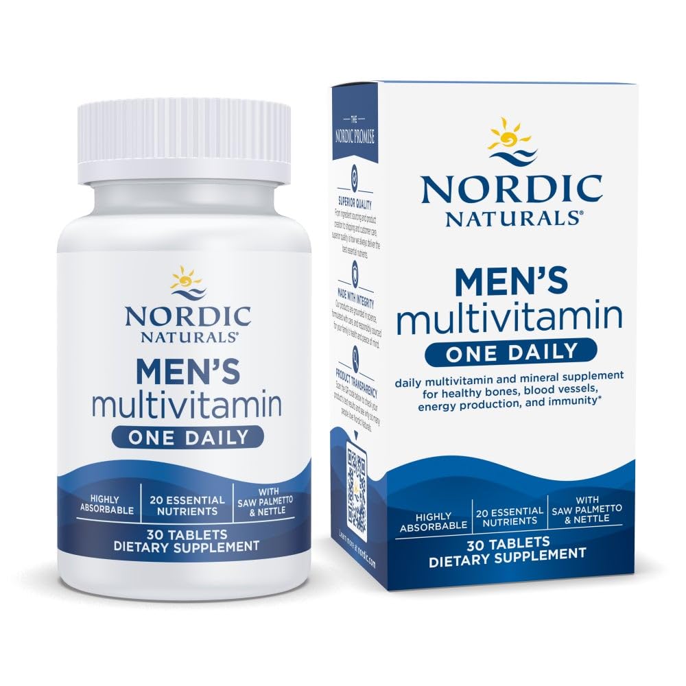 Nordic Naturals Men’s Multivitamin One Daily - Bone, Energy, & Blood-Vessel Support - Immunity Supplement - 20 Essential Nutrients - 30 Tablets - 30 Servings Nordic NaturalsAu supplements