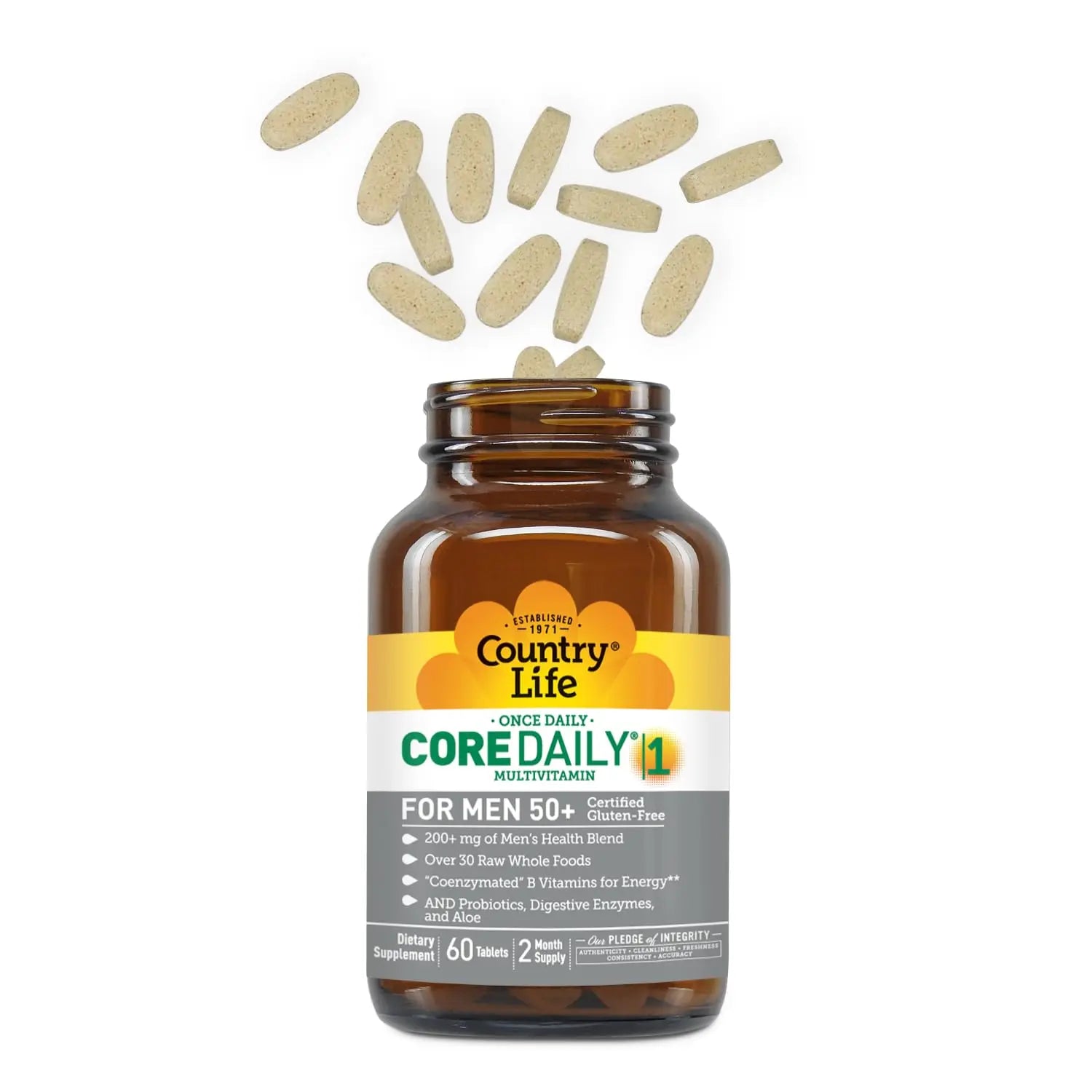 Country Life CORE Daily-1 Multivitamin for Men 50+ - Gluten-Free, Energy Support with Coenzymated B Vitamins Country LifeAu supplements