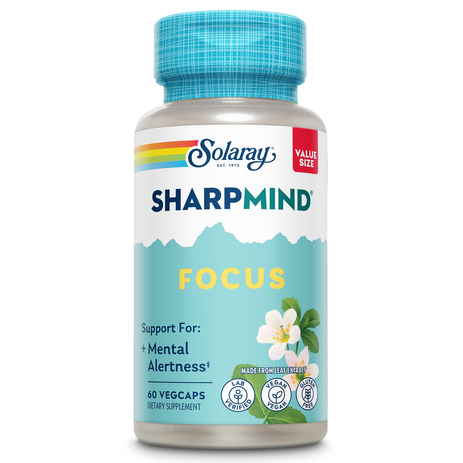SOLARAY SharpMind Focus, Mental Alertness Nootropic Supplement for Healthy Brain Fog, Cognizin Citicoline, Lions Mane Mushroom, Bacopa Monnieri, 60 Day Money Guarantee, 60 Serv 60 Veg Caps SOLARAYAu supplements