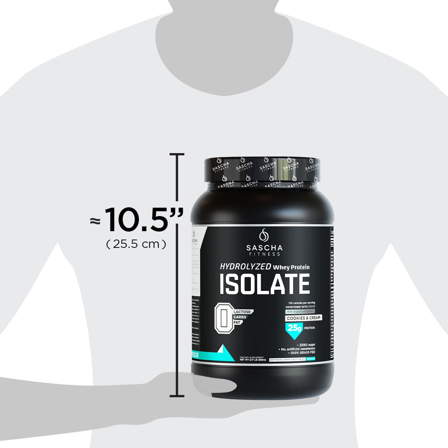SASCHA FITNESS Hydrolyzed Whey Protein Isolate,100% Grass-Fed (2 Pounds, Cookies SASCHA FITNESSUS supplements