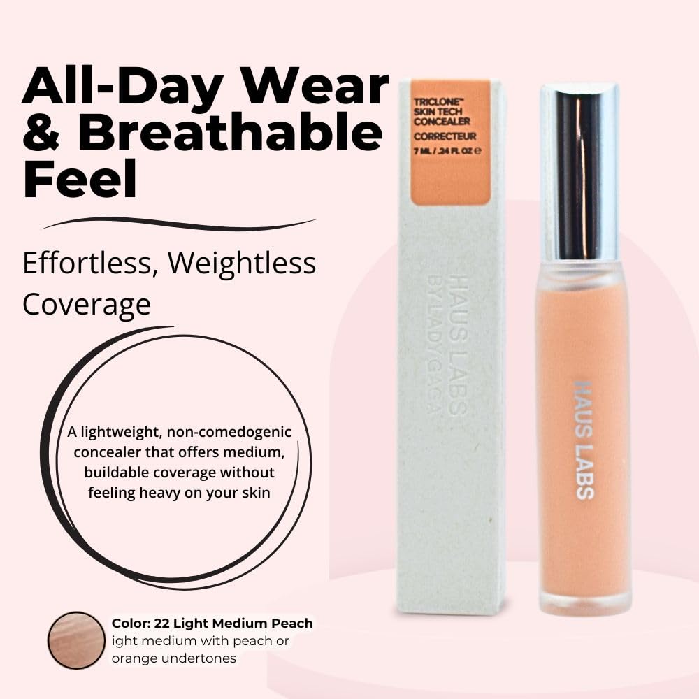 HAUS LABS BY LADY GAGA Triclone Skin Tech Hydrating + De-puffing Concealer with Fermented Arnica 22 Light Medium Peach Haus LaboratoriesAu supplements