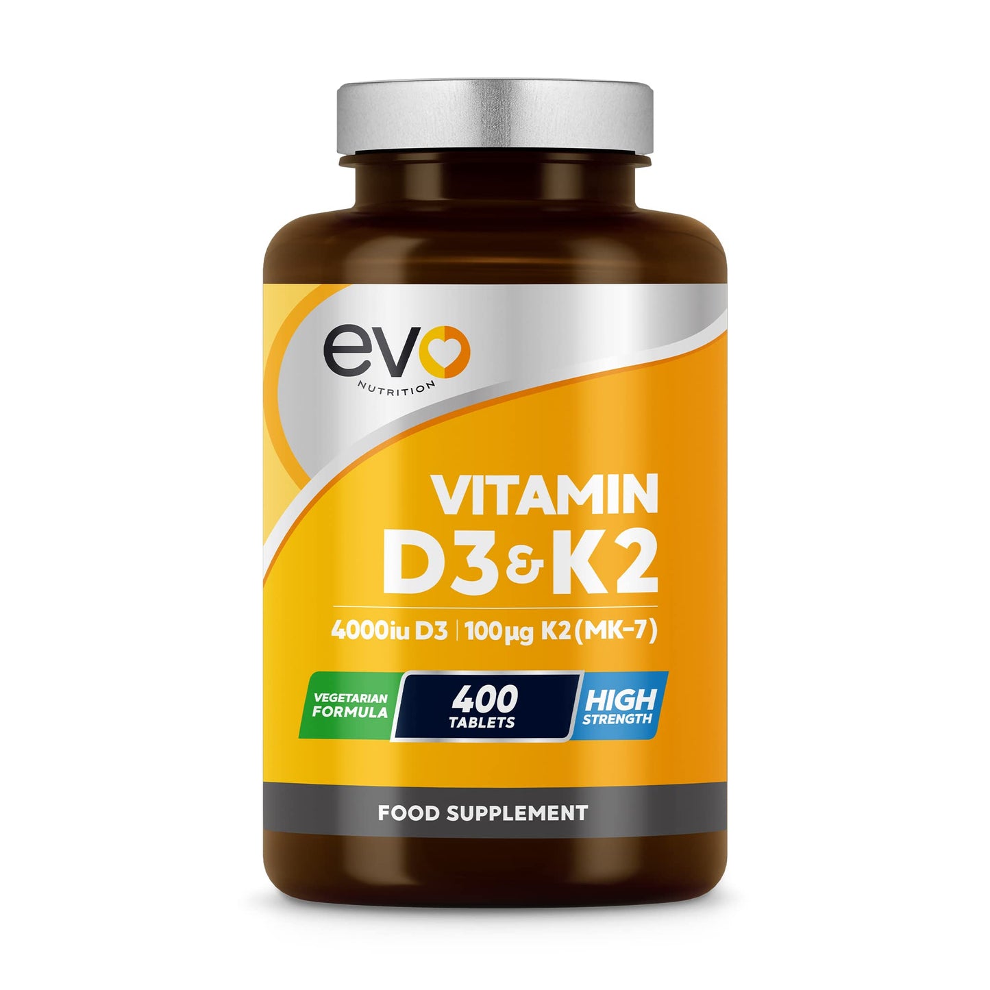 Vitamin D3 4000iu & Vitamin K2 100ug MK7 | 400 Vegetarian Tablets - 1 Year Supply EVO NUTRITIONUS supplements