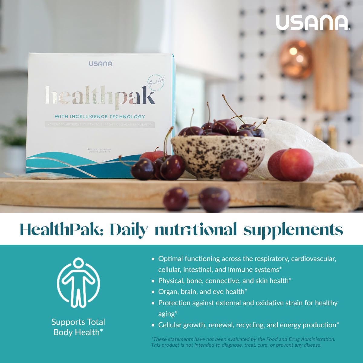 USANA HealthPak with InCelligence Technology and Essential Nutrients and Antioxidants to Support Total Body Health* – Convenient Daily AM/PM Packets – 56 Packets – 28 Day Supply USANAAu supplements