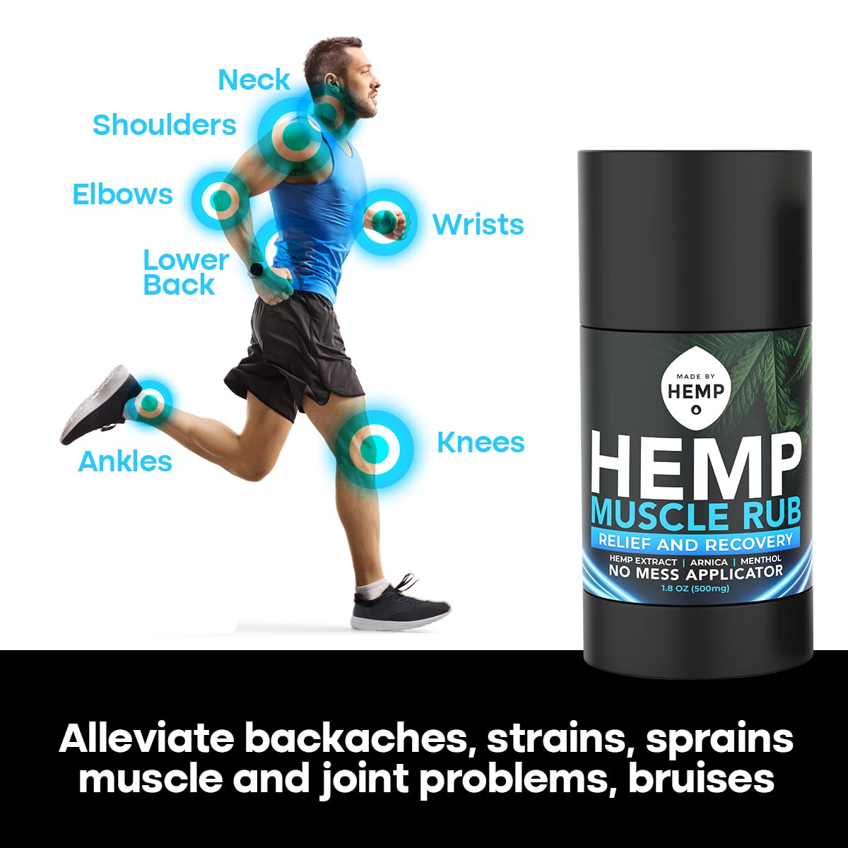 Hemp Roll On Post Workout Muscle Relief Stick for Muscles and Joints Natural Blend with Arnica, Menthol, Ginger Non Greasy Balm Cooling Soothing Support Formula Made by Hemp 1.8oz MADE BY HEMP Co.Au supplements