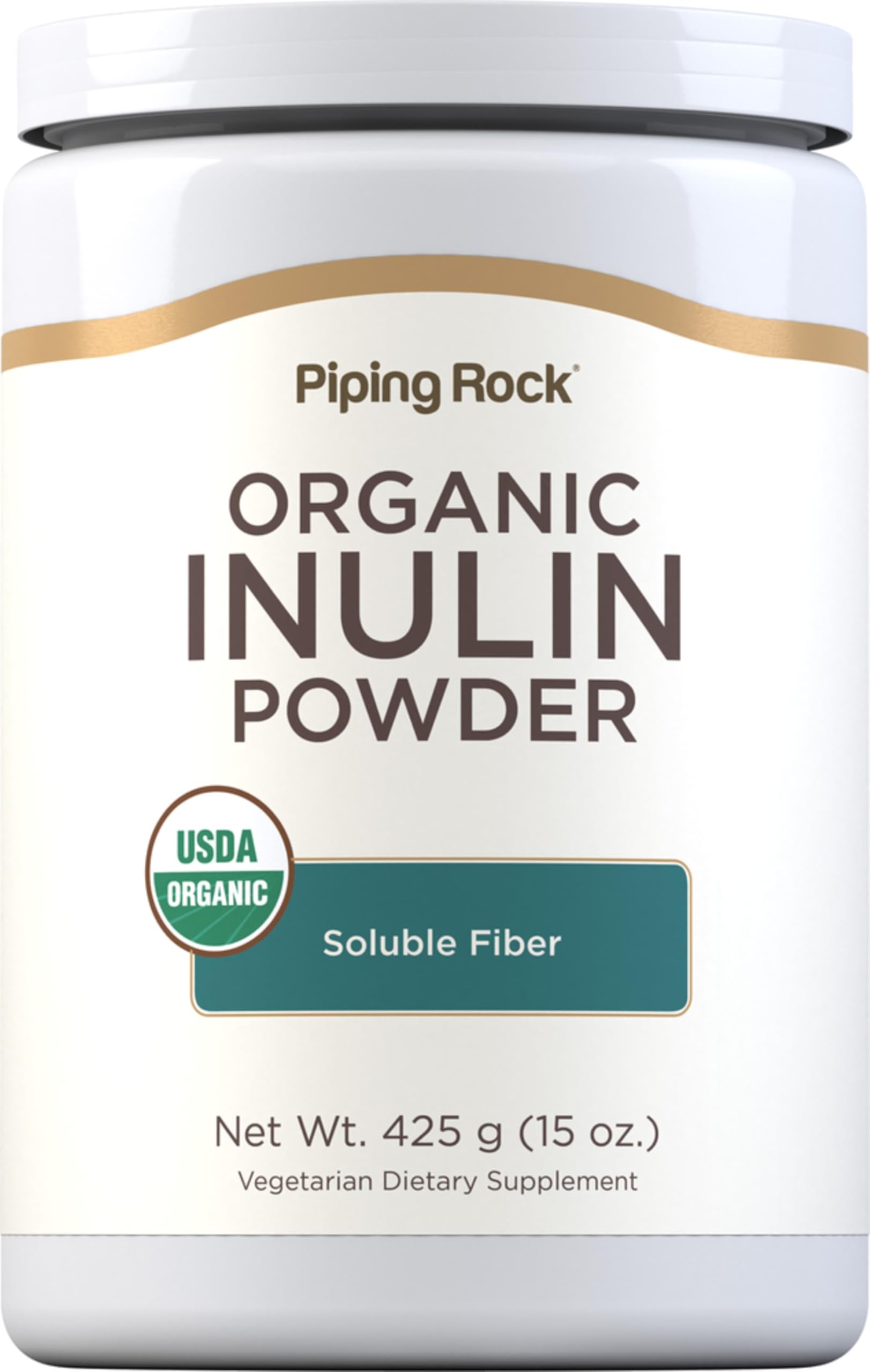 Piping Rock Organic Inulin Powder | 15 oz | Soluble Fiber Supplement | FOS Powder | Vegetarian, Non-GMO, Gluten Free Piping RockAu supplements