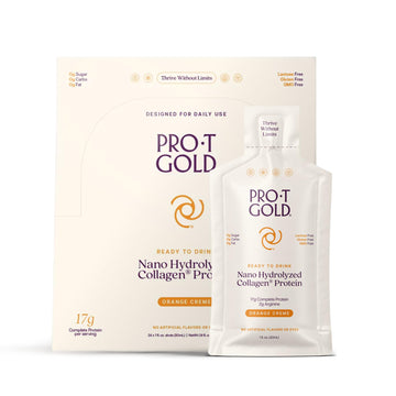 ProT Gold Liquid Collagen Protein Shot, 17g Clear Protein Nano-Hydrolyzed Grass Fed Collagen, 2g Arginine for Wound Support, Gluten Free, Sugar Free, 0g Carbs, Orange Creme, 1 fl oz, 24 Pack ProT GoldAu supplements
