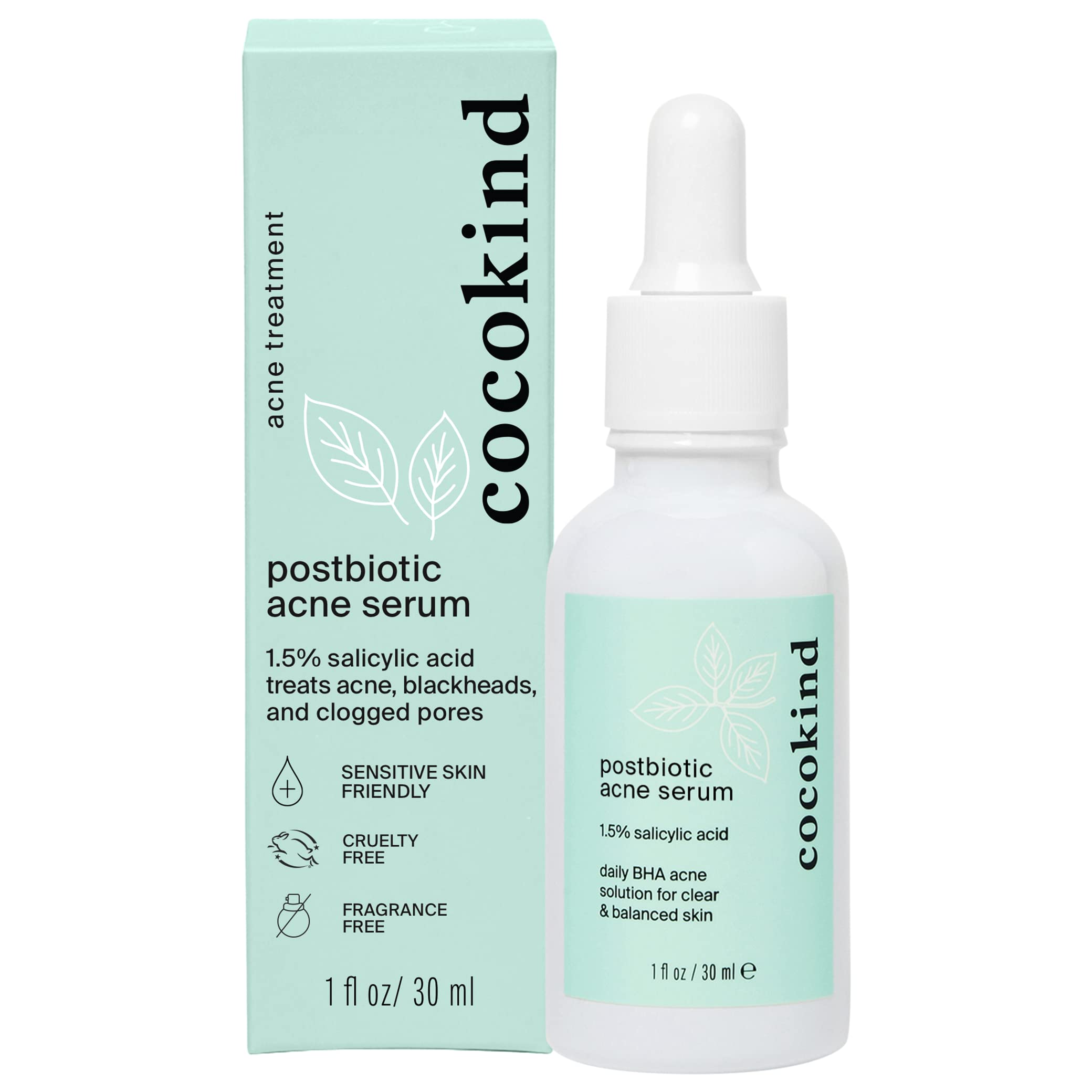 Cocokind Postbiotic Acne Serum, Salicylic Acid Serum and BHA Liquid Exfoliant - Exfoliating, Brightening and Hydrating Serum CocokindAu supplements
