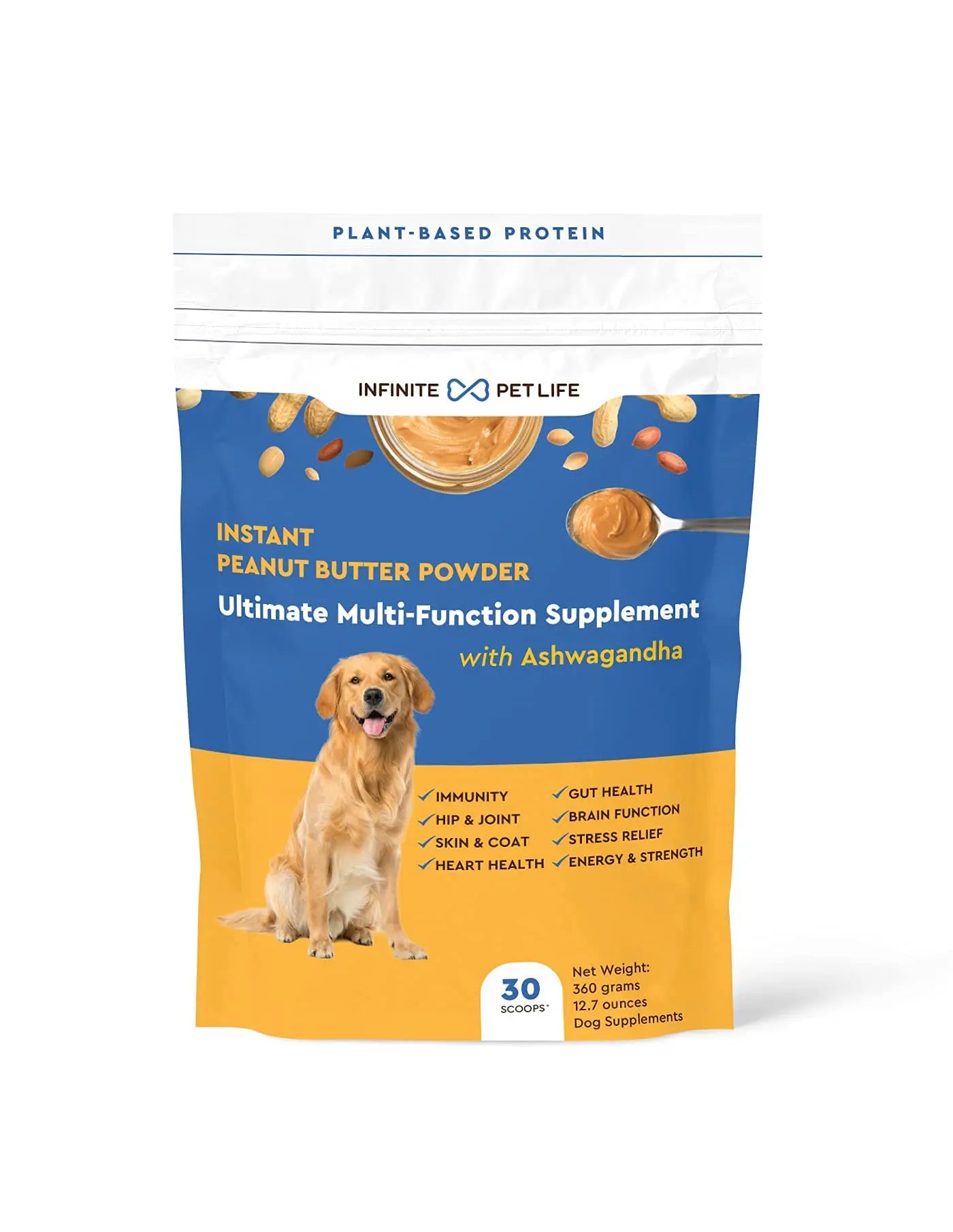 Infinite Pet Life Ultimate Multi-Function Peanut Butter Dog Vitamin Powder | 12.7 oz | All-Inclusive Dog Vitamins and Supplements Infinite Pet SupplementsAu supplements