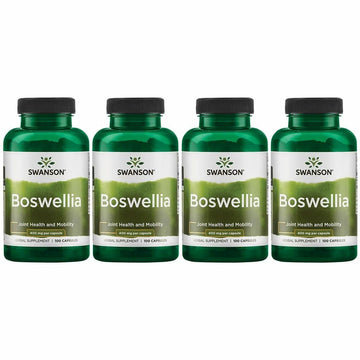 Swanson Boswellia - Herbal Supplement Promoting Joint Support - Ayurvedic Herb for Joint Flexibility & Mobility Support - Made with Boswellia Serrata Resin - (100 Capsules) (4 Pack) SwansonAu supplements