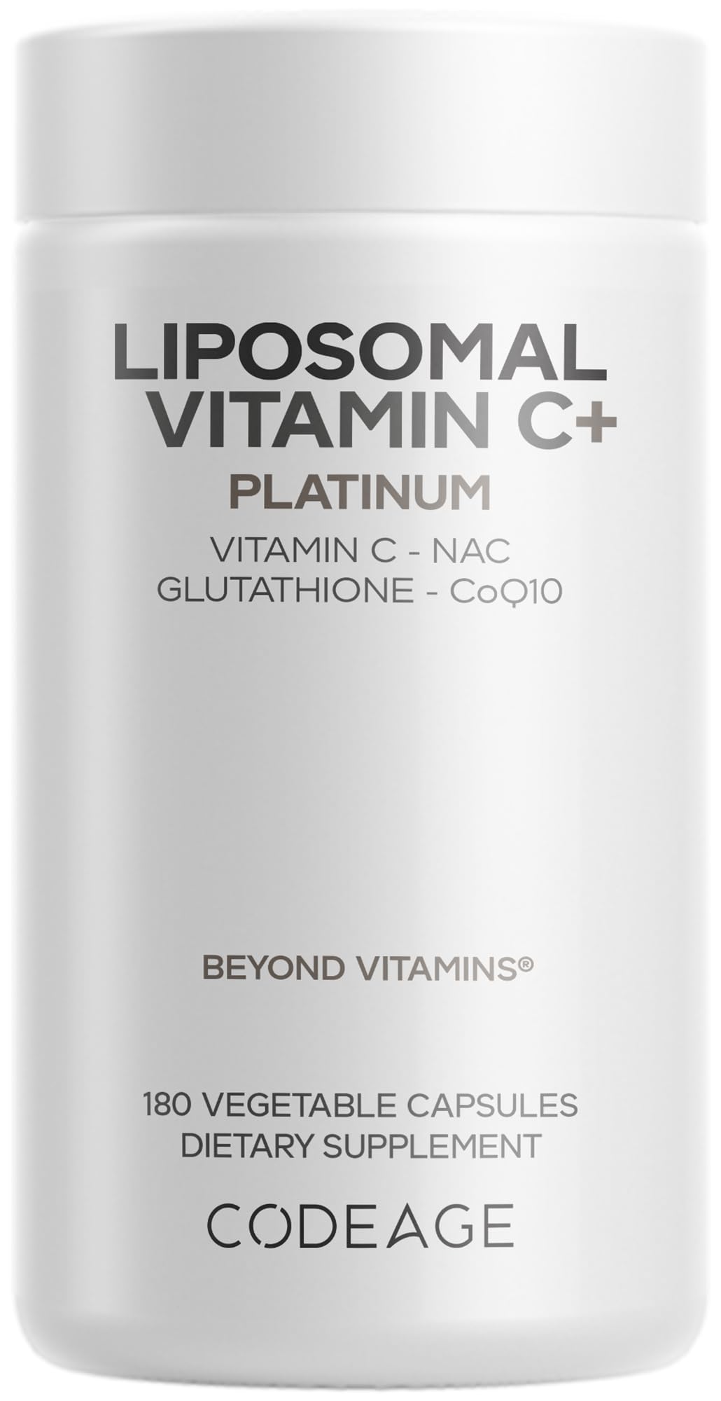 Codeage Liposomal Vitamin C+ Platinum - 1000 Mg Vitamin C Vitamins, Glutathione, NAC (N Acetyl Cysteine), Resveratrol, CoQ10, Rutin, Elderberry, Quercetin, Rosehip, Citrus Bioflavonoids - 180 Capsules CodeageAu supplements