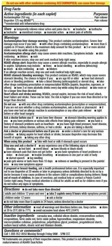 HealthA2Z® Dual Action Pain Relief | Acetaminophen 250mg & Ibuprofen (NSAID) 125mg | Contains Two Medicines | Relief from Headache, Fever & Backache (150 Caplets) HealthA2ZAu supplements