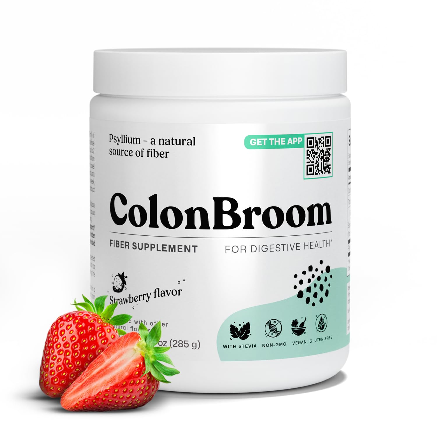 ColonBroom Psyllium Husk Powder (Strawberry) - Colon Cleanse for Bloating Relief & Gut Health - Colon Broom Fiber Powder Drink - Vegan, Gluten Free, Non-GMO Fiber Powder Supplement, 50 Servings ColonBroomAu supplements