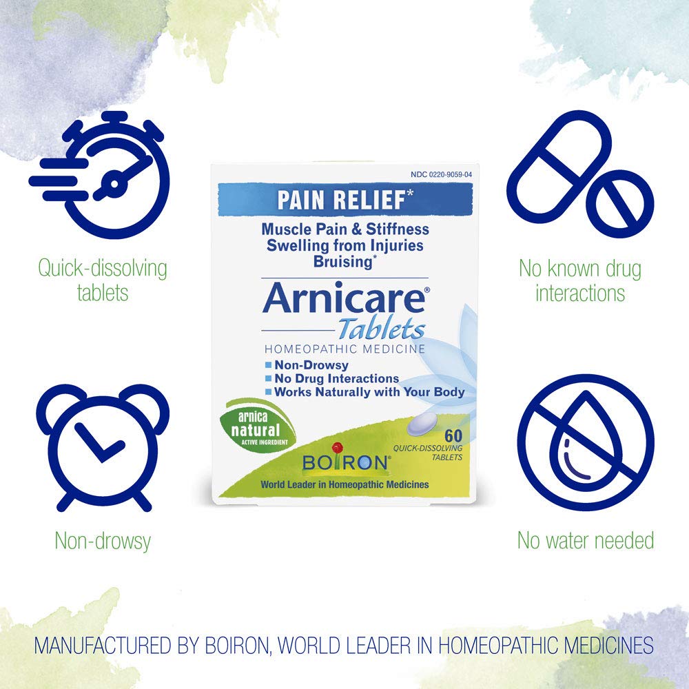 Boiron Arnicare Tablets for Pain Relief from Muscle Pain, Joint Soreness, Swelling from Injury or Bruises - 120 Count (2 Pack of 60) BoironAu supplements