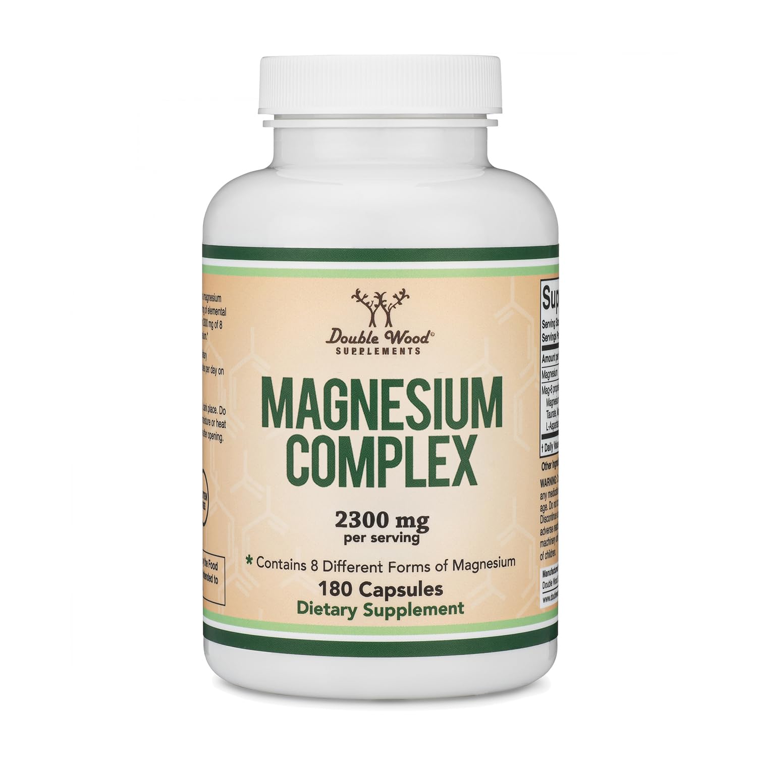 Magnesium Complex Supplement 180 Capsules (426mg Elemental Magnesium Provided by 2,300mg of Eight Different Forms of Magnesium) MAG-8 Provides 100% Daily Recommended Value of Magnesium by Double Wood Double Wood SupplementsAu supplements