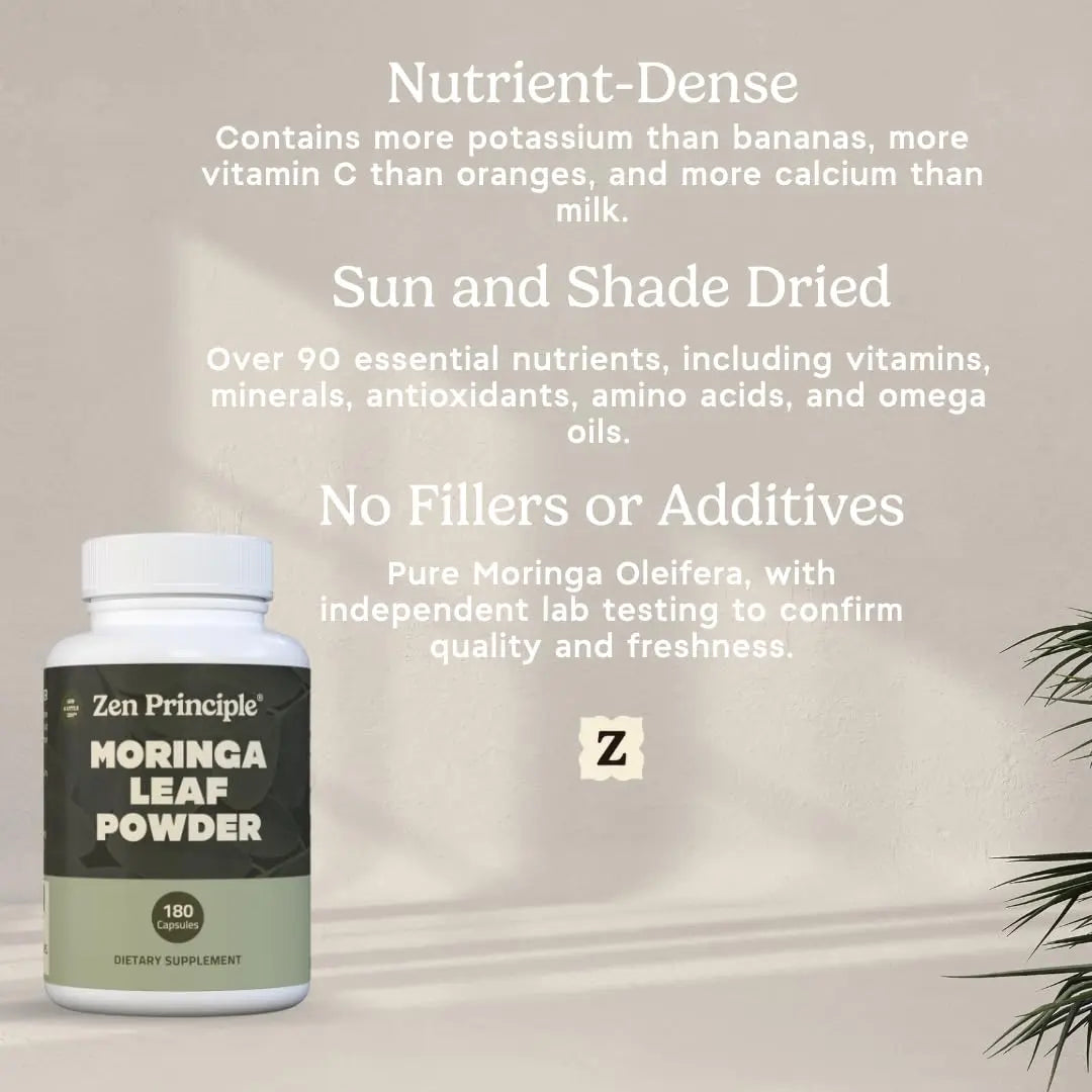 Zen Principle Organic Moringa Oleifera. Ultra-Premium. Provides an All Natural Energy Boost and Multi-Vitamin Zen PrincipleAu supplements