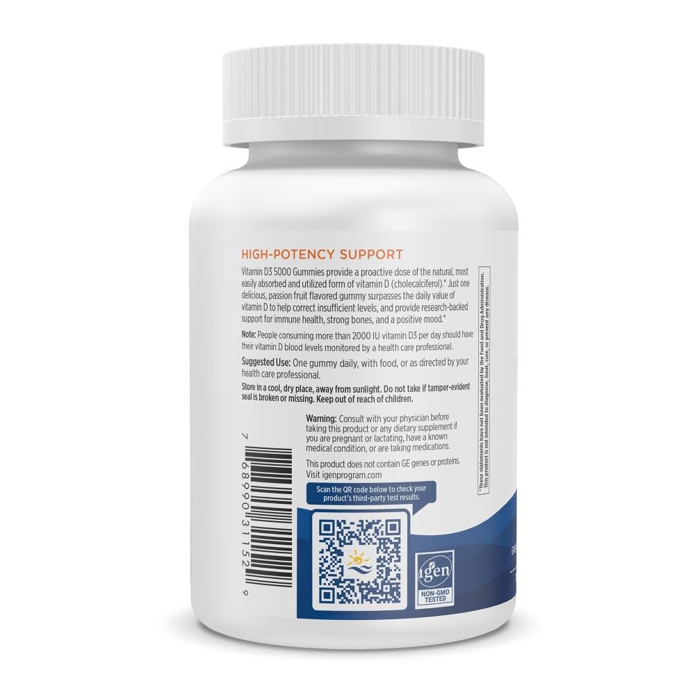 Nordic Naturals Vitamin D3 5000 Gummies, Passion Fruit - 30 Gummies - Support for Healthy Bones, Mood, & Immune System - Vegetarian - Non-GMO - 30 Servings Nordic NaturalsAu supplements