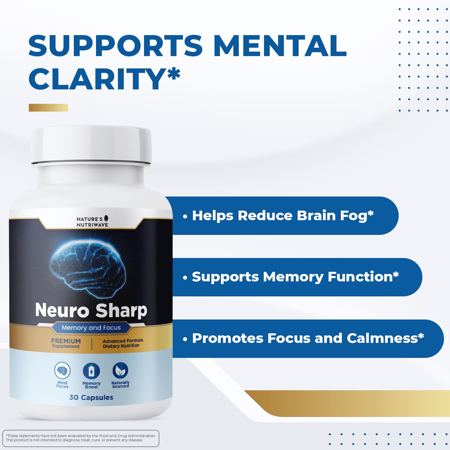 Neuro Sharp – Natural Formula with Bacopa Monnieri, Ginkgo Biloba & Huperzine-A – Made in the USA, Non-GMO, 30 Capsules, 3 Month Supply Nature’s NutriWaveAu supplements
