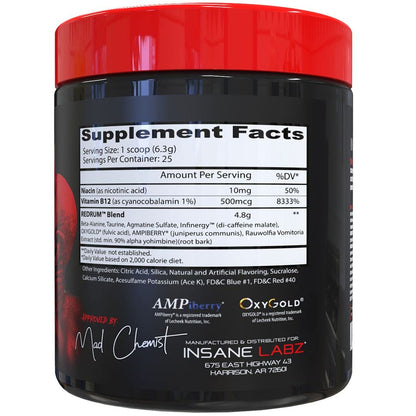 Insane Labz Redrum High Stim Pre Workout NO Booster Powder, Loaded with Beta Alanine Insane LabzUS supplements