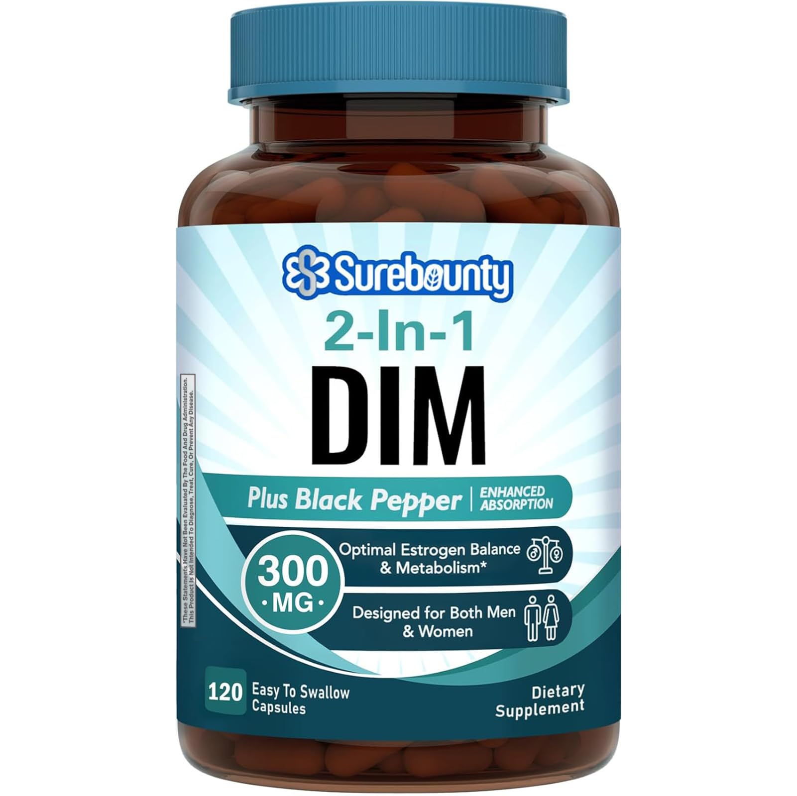Surebounty DIM Supplement 300mg for Women & Men, Estrogen Balance & Metabolism, Hormone Balance, Menopause Support, Energy Maintainence, High Absorption with Black Pepper Extract, 120 Caps SurebountyAu supplements