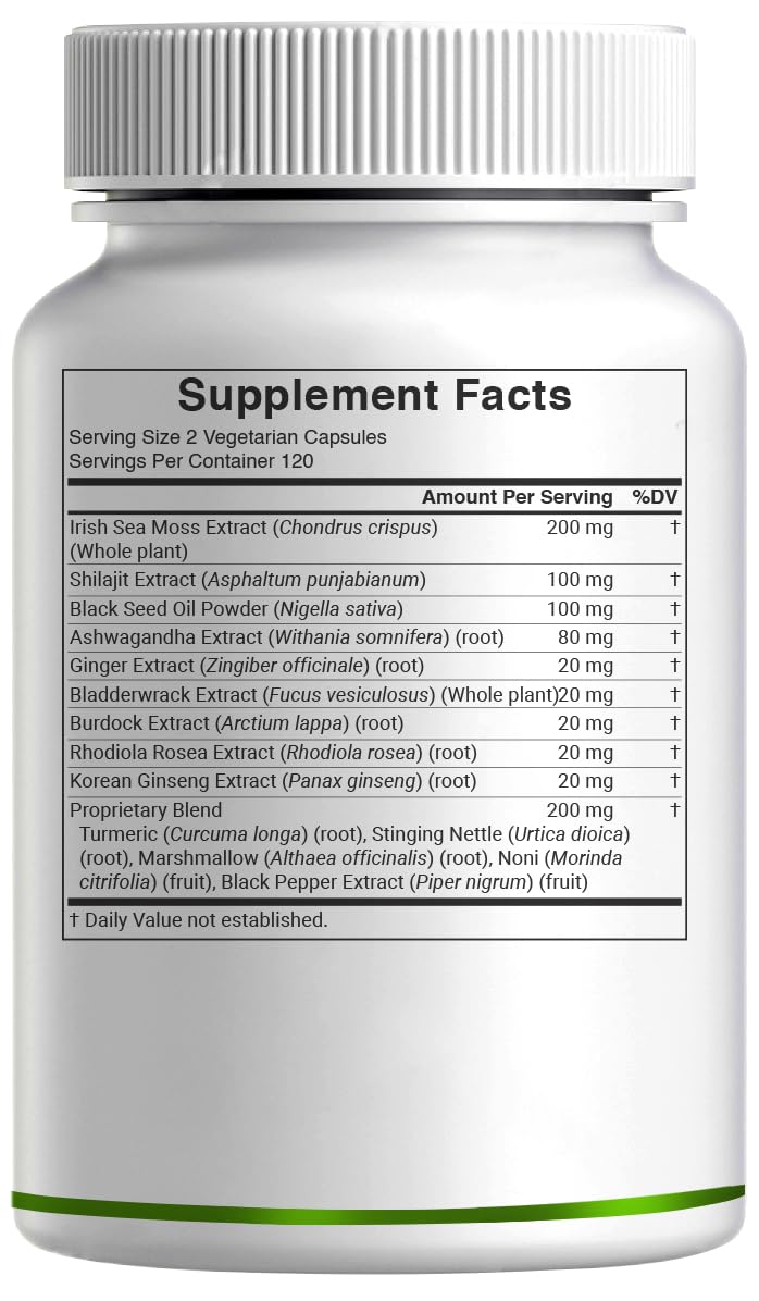 DEAL SUPPLEMENT Irish Sea Moss 240 Veggie Capsules – 14 Superfood Complex with Black Seed Oil, Ashwagandha, & Ginger DEAL SUPPLEMENTAu supplements