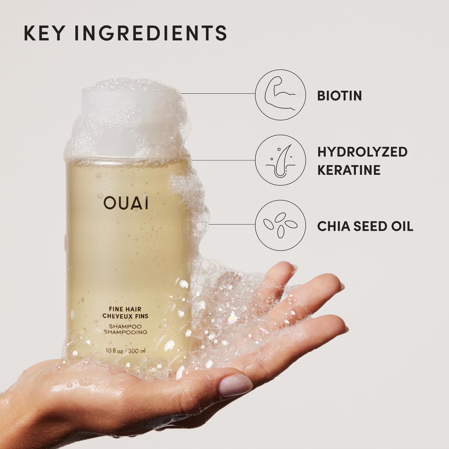 OUAI Fine Hair Shampoo Refill - Volumizing Shampoo for Fine Strands - Made with Biotin, Keratin & Chia Seed Oil - Strengthens, Nourishes & Thickens - Color-Safe & Sulfate Free Hair Care (32 Fl oz) OUAIAu supplements