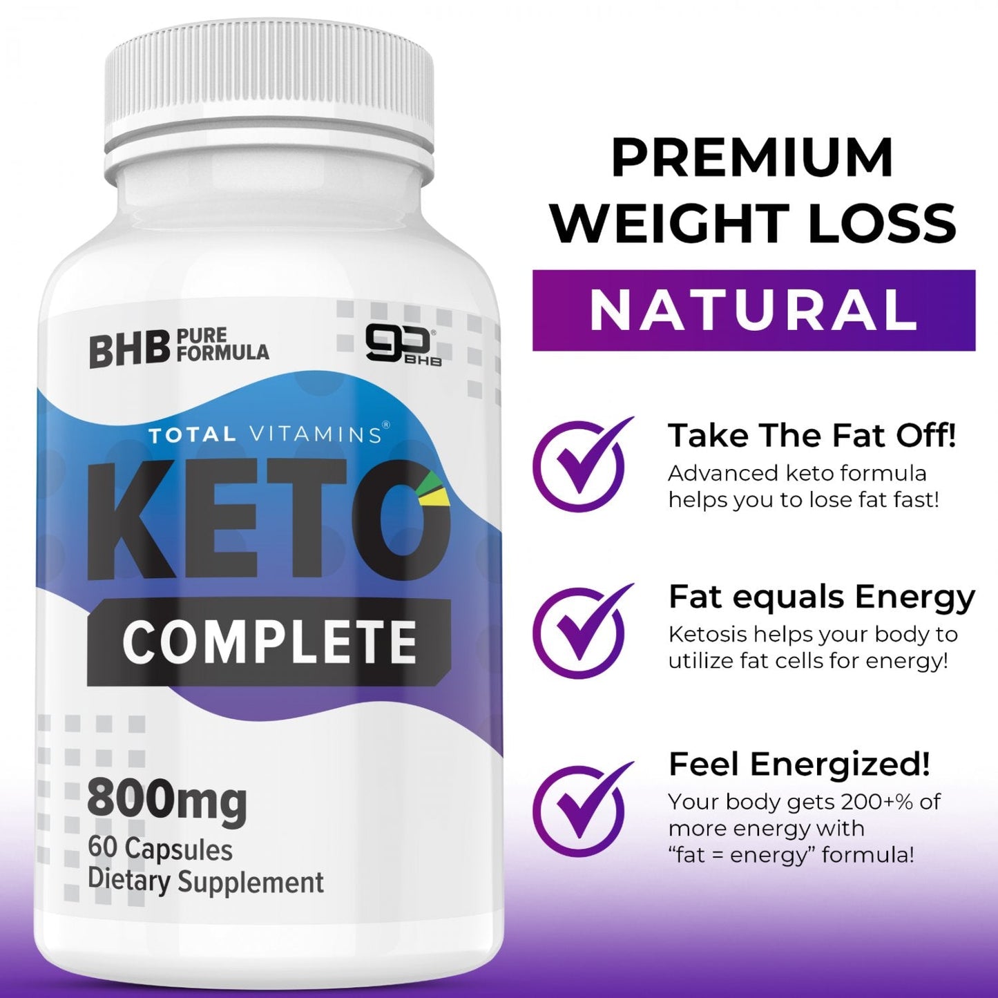 Keto Complete Diet Pills 800mg BHB Exogenous Ketones 360 Fat Burner Keto CompleteUS supplements