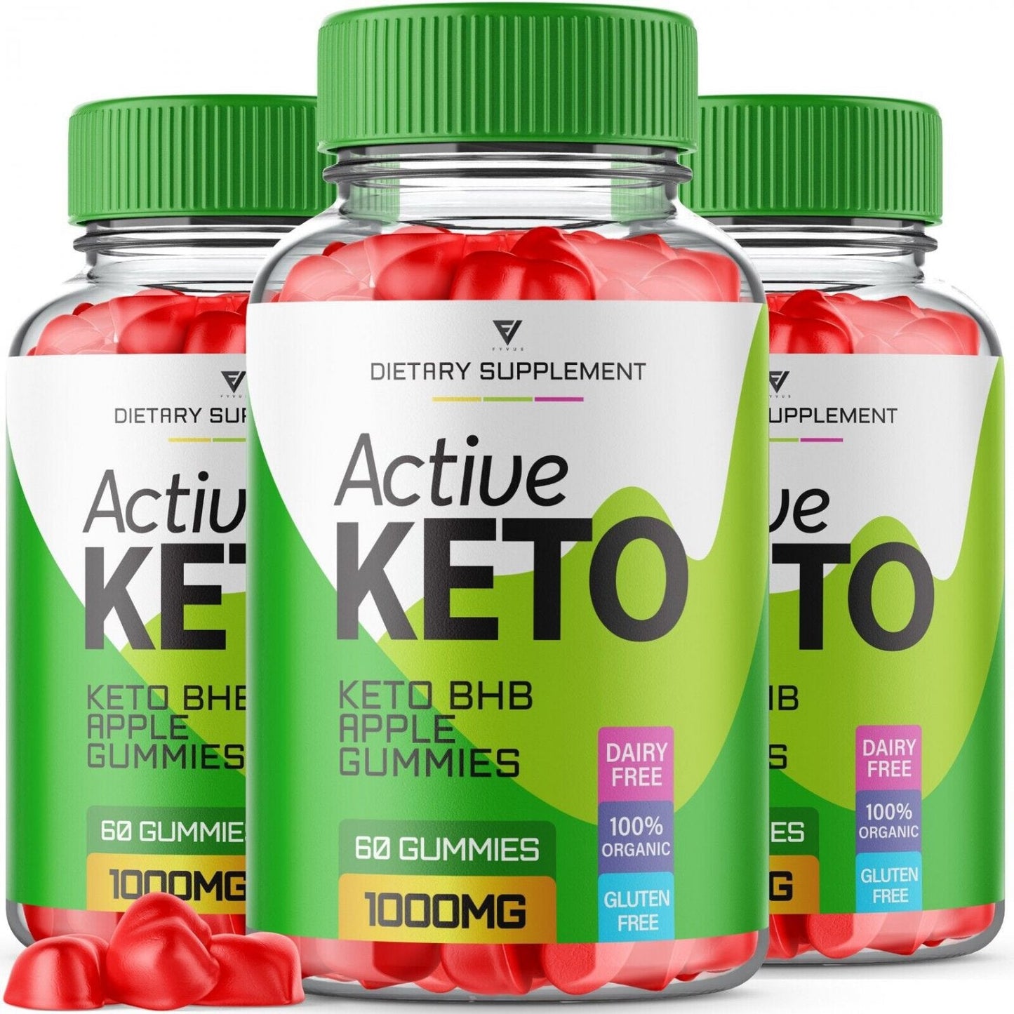 3x Active Keto BHB ACV Gummies 1000MG Apple Cider Vinegar (180 Gummies) PurviaUS supplements