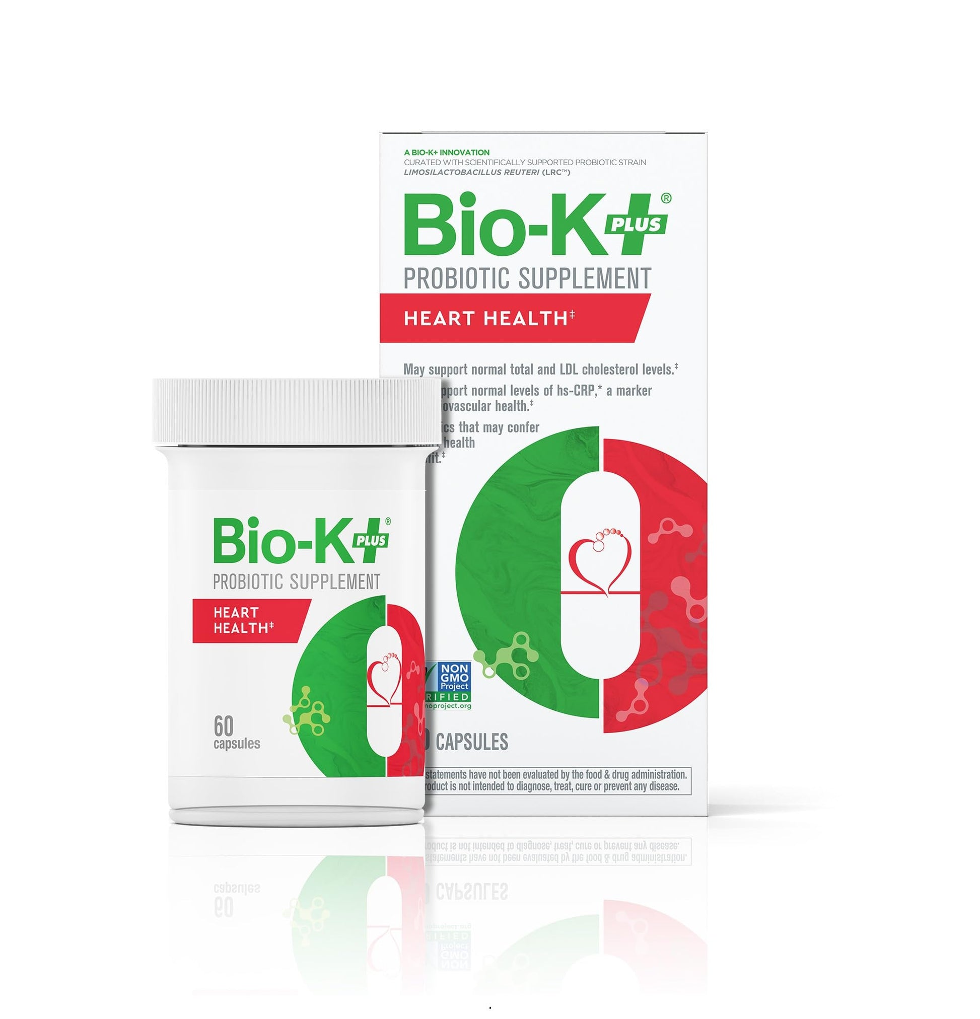 Bio-K+ Probiotics for Heart Health with Limosilactobacillus reuteri LRC – Heart Health Probiotic for Cholesterol & Cardiovascular Support, 5 Billion CFU, Vegan, Shelf-Stable – 60 Capsules Bio-K PlusAu supplements
