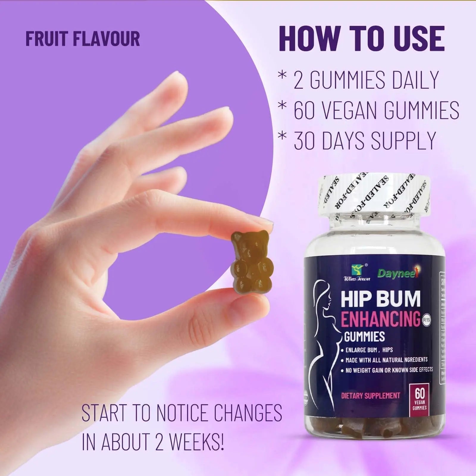 Wins Town Hip Butt Enhancement Gummies, Booty Multivitamins Supplements for Firm and Lift Bigger Buttocks for Women, 60 Count Wins TownAu supplements