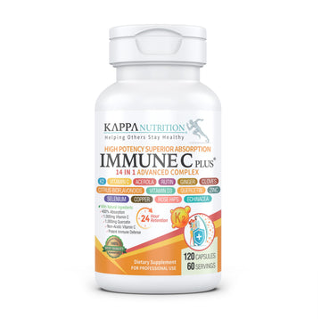 Quercetin 1,000mg, Vitamin C 1,000mg, Zinc 50mg, Vitamin D3 5,000iu, Selenium, Copper, Acerola, Ginger, Rutin, Bitter Orange, Rose Hips, Echinacea, Immune C Plus, 14 in 1 Immune C Plus (120 Count) KAPPA NUTRITIONAu supplements