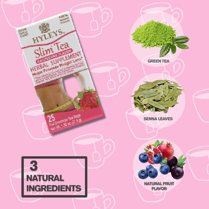 Hyleys Slim Tea Raspberry Flavor - Weight Loss Herbal Supplement Cleanse and Detox HYLEYSUS supplements