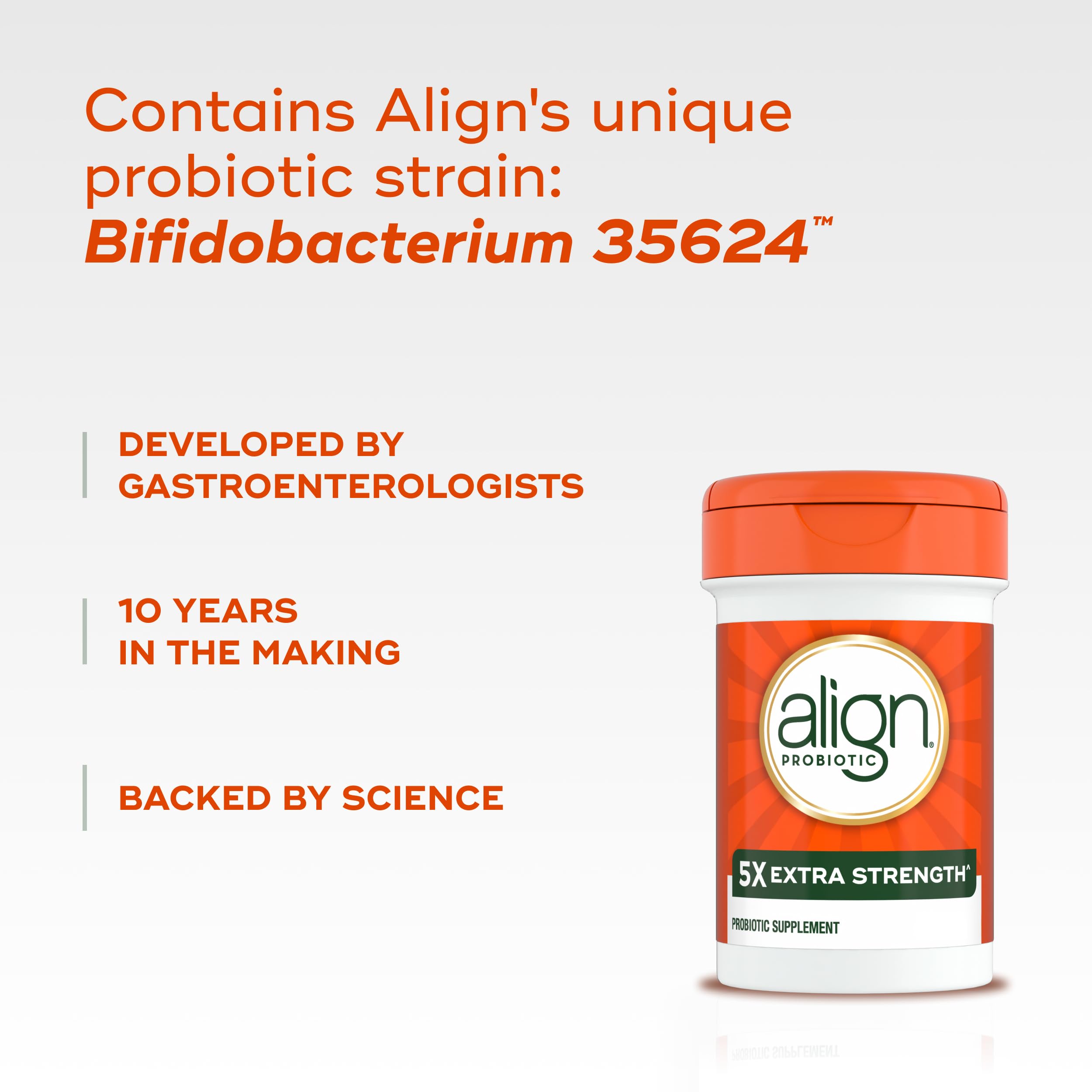 Align Probiotic, Extra Strength, Probiotics for Women and Men, Probiotics for Men, Probiotic Capsules have 5X CFUs, 42 Capsules AlignAu supplements