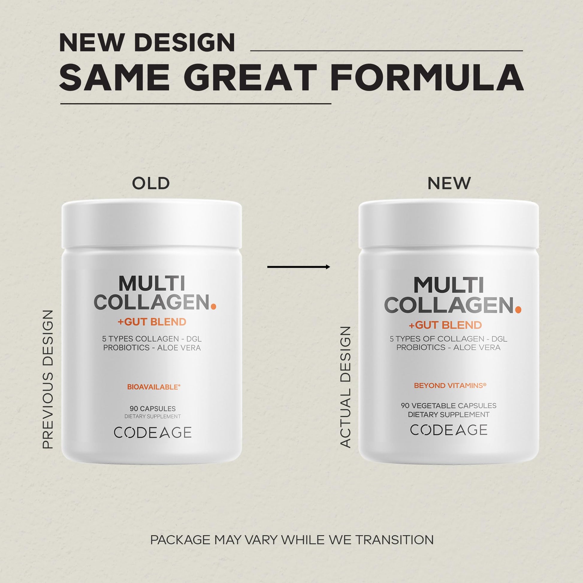 Codeage Multi Collagen + Gut Blend Supplement - Digestive Probiotics, DGL Licorice, Aloe Vera, Organic Peppermint Leaf, Slippery Elm - Hydrolyzed Bovine Collagen Pills - Non-GMO - 90 Capsules CodeageAu supplements