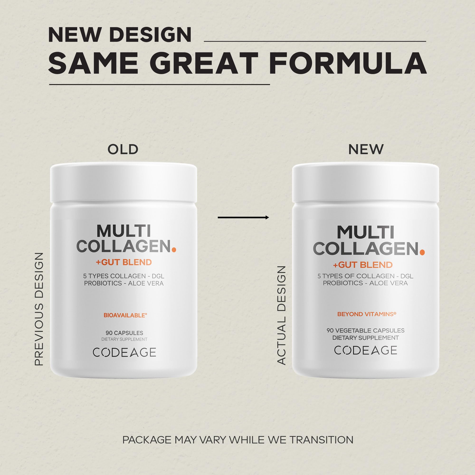 Codeage Multi Collagen + Gut Blend Supplement - Digestive Probiotics, DGL Licorice, Aloe Vera, Organic Peppermint Leaf, Slippery Elm - Hydrolyzed Bovine Collagen Pills - Non-GMO - 90 Capsules CodeageAu supplements