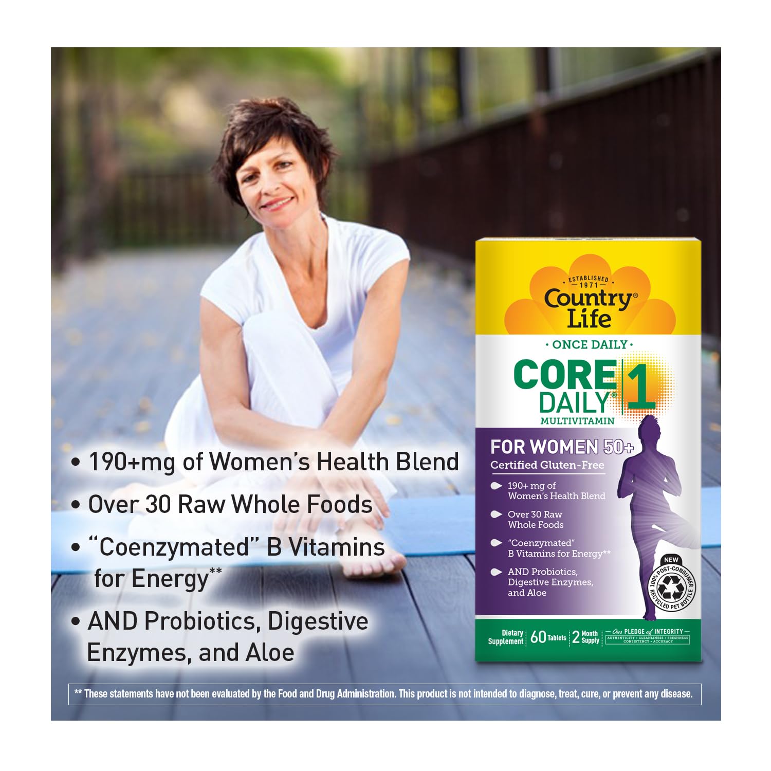 Country Life CORE Daily-1 for Women 50+ Multivitamin - Formulated for Women Over 50, Complete Daily Nutrition with Women's Health Blend, Coenzymated B Vitamins, Probiotics, and Digestive Enzymes Country LifeAu supplements