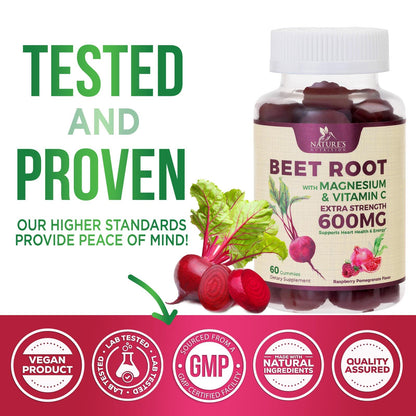 Nature's Nutrition Beet Gummies with Beetroot - Energy & Heart Health Support Nature's NutritionUS supplements