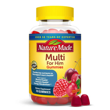 Nature Made Multi for Him, Mens Multivitamins Gummies, Energy Metabolism Support, Multivitamin for Men, 70 Gummy Vitamins and Minerals, 35 Day Supply Nature MadeAu supplements