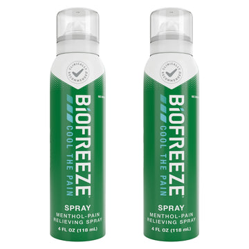 Biofreeze Pain Relief Spray, Arthritis Pain Reliever, Knee & Lower Back Pain Relief, Sore Muscle Relief, Neck Pain Relief, 2 Pack (4 FL OZ Biofreeze Menthol Spray) BiofreezeAu supplements