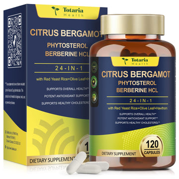 Citrus Bergamot Supplement for High Cholesterol - Italian Citrus Bergamot & Plant Sterols Stanols Natural Way to Balance Cholesterol Level, Cholesterol Lowering Supplements, Vegan, Non-GMO, 120 Counts TotariaAu supplements