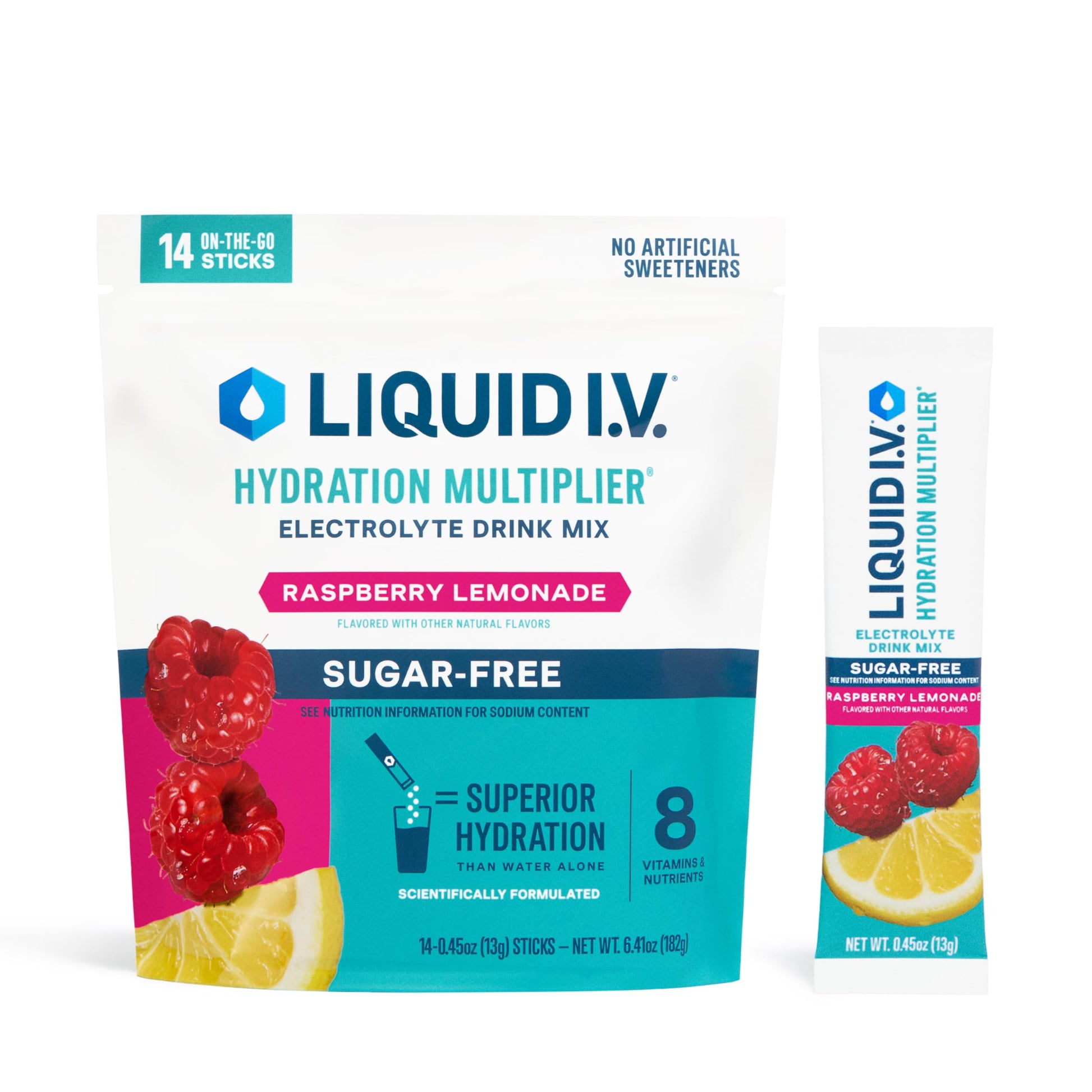 Liquid I.V.® Hydration Multiplier Sugar-Free - Raspberry Lemonade | Electrolyte Powder Drink Mix | 1 Pack (14 Servings) Liquid I.V.US supplements