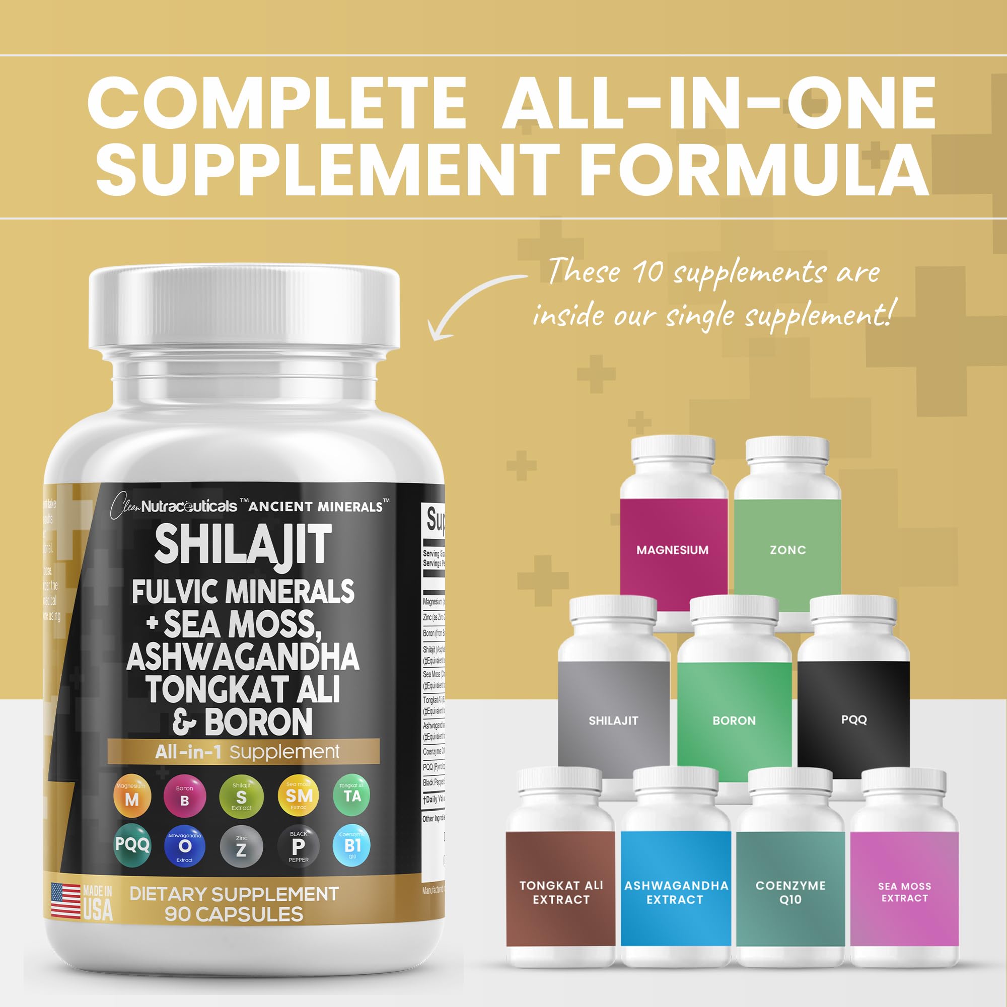 Pure Shilajit Supplement 10,000mg Himalayan w Sea Moss 6000mg Clean NutraceuticalsAu supplements