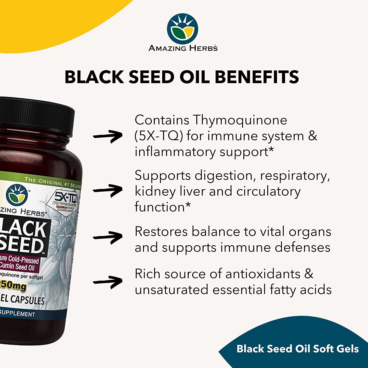 Amazing Herbs Premium Black Seed Oil Capsules - High Potency, Cold Pressed Nigella Amazing HerbsAu supplements