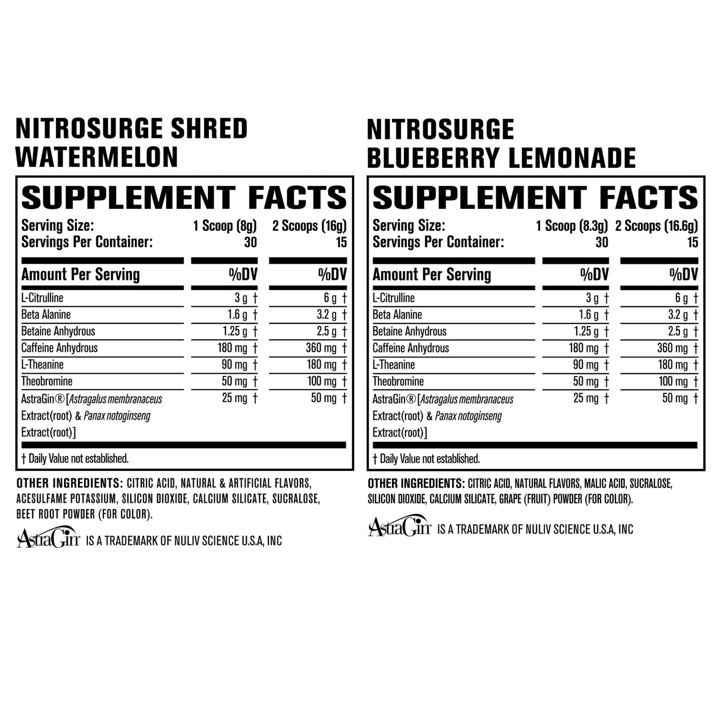 Jacked Factory Nitrosurge Pre-Workout in Blueberry Lemonade & Watermelon Nitrosurge Jacked FactoryUS supplements