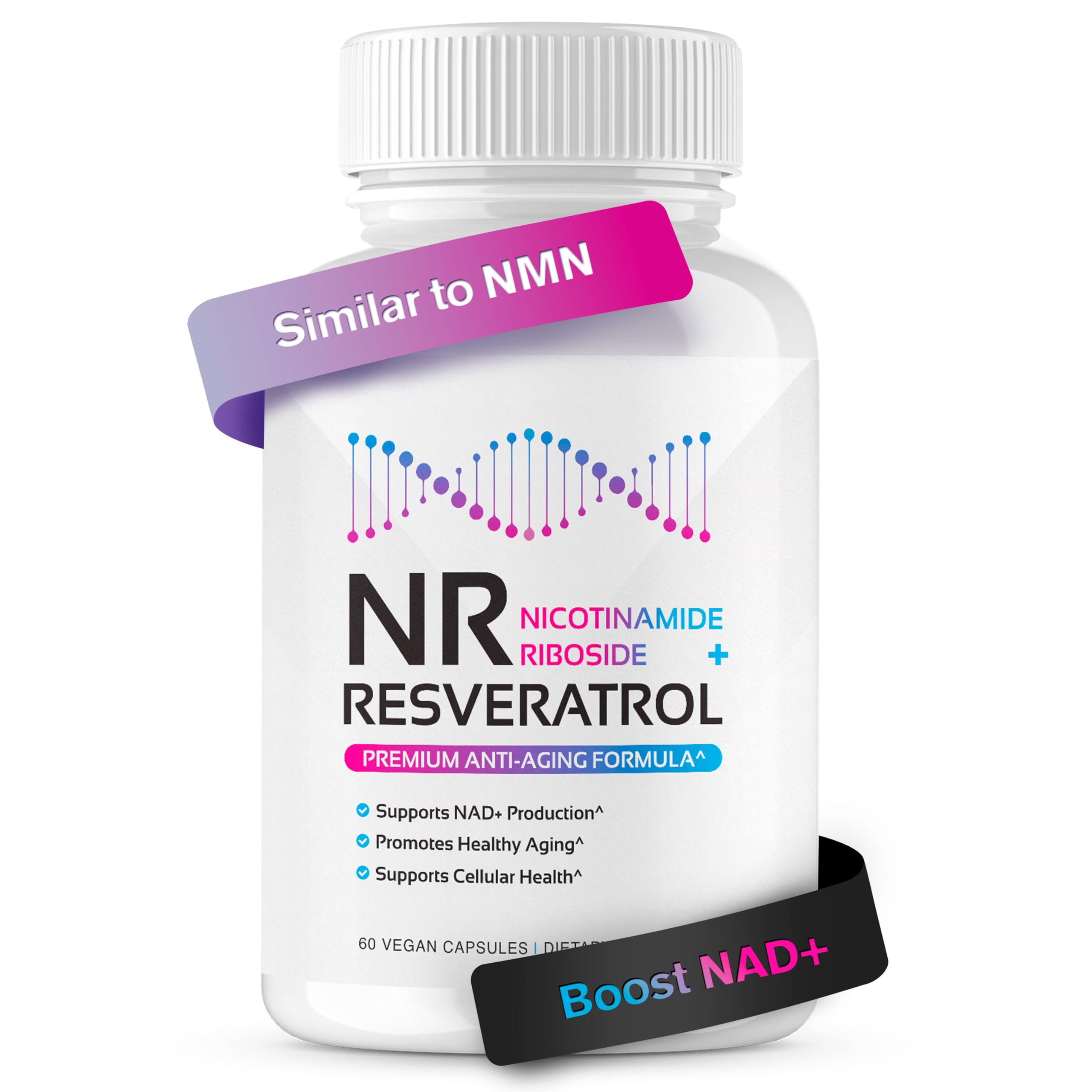 NR + Resveratrol Supplement - Increase NAD, DNA & Cellular Health, Longevity, Vitality. 5-in-1 Anti Aging Formula w/ Nicotinamide Riboside, Trans Resveratrol, Vitamin C, Grape Seed, Pine Bark CogniTuneAu supplements