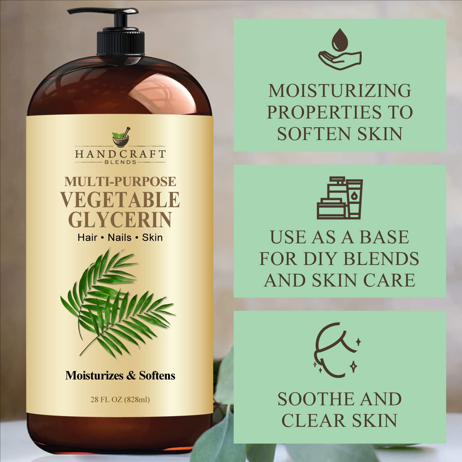 Handcraft Blends Vegetable Glycerin for Skin and Hair 28 oz - Pure Vegetable Glycerin Liquid Handcraft BlendsAu supplements