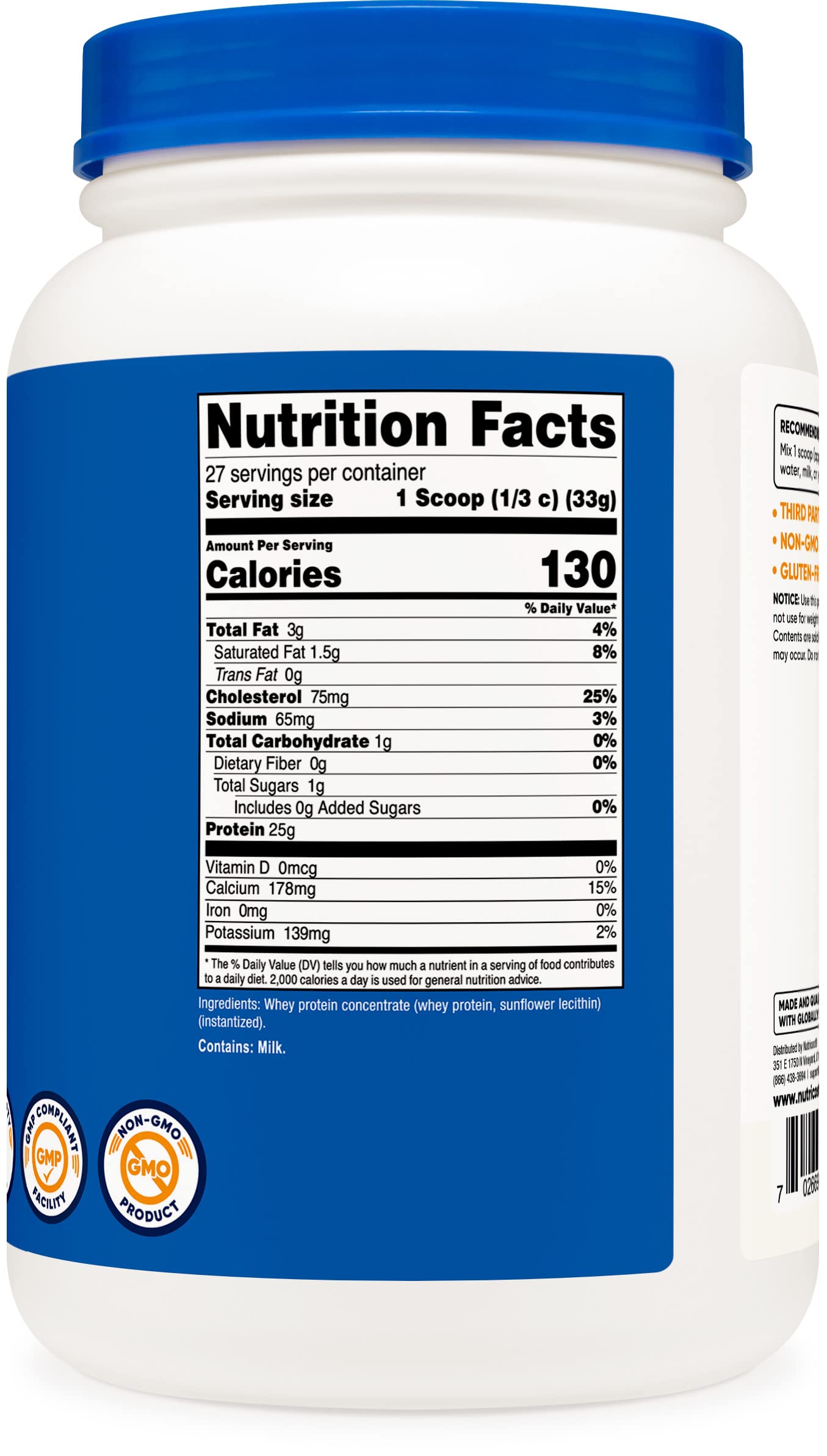Nutricost Whey Protein Concentrate (Unflavored) 2LBS - Gluten Free & Non-GMO NutricostUS supplements