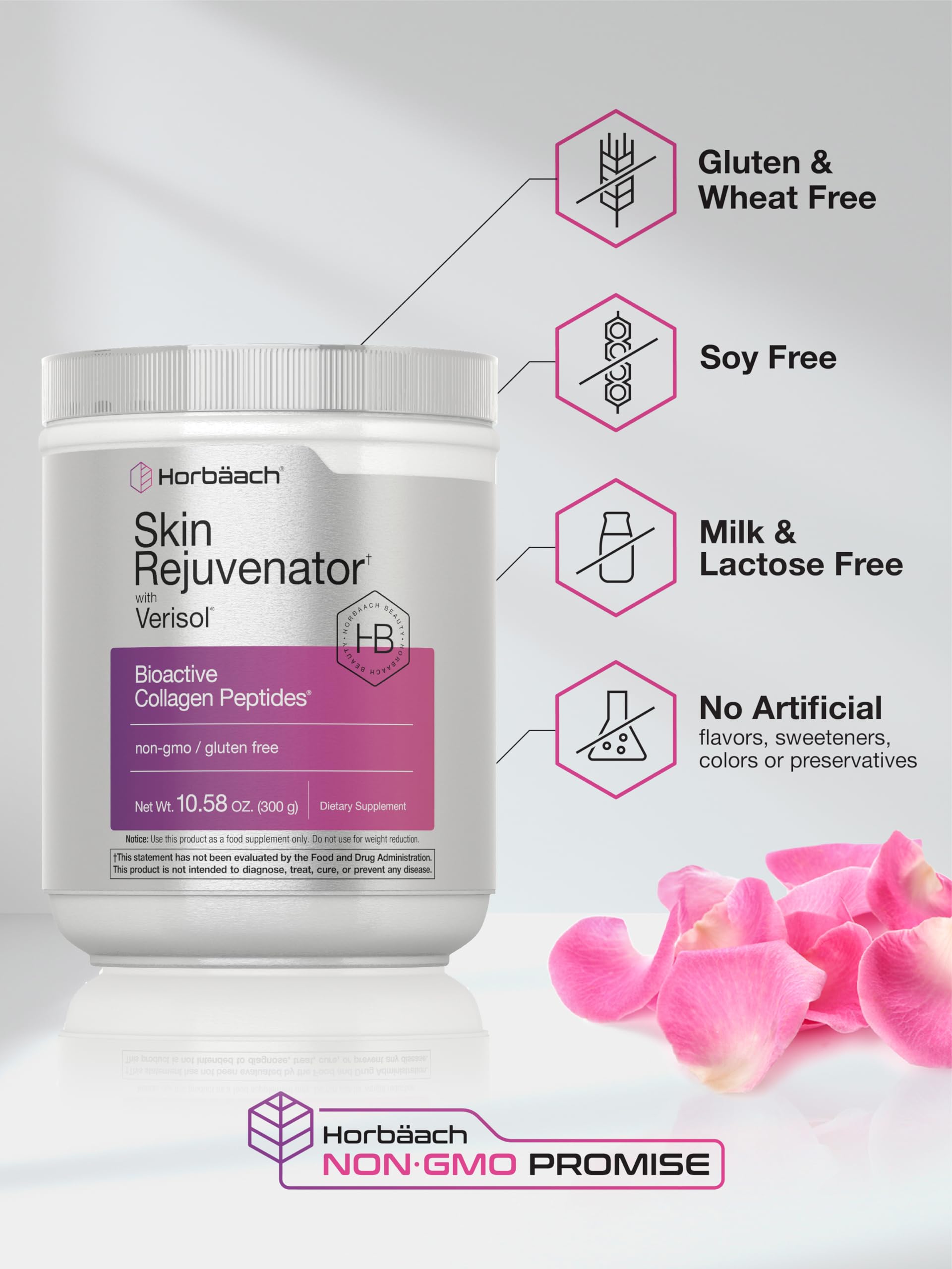 Horbäach Skin Rejuvenator with Verisol 10.58 oz | Bioactive Collagen Peptide Powder | Types I and III | Non GMO, Gluten Free Supplement HorbäachAu supplements