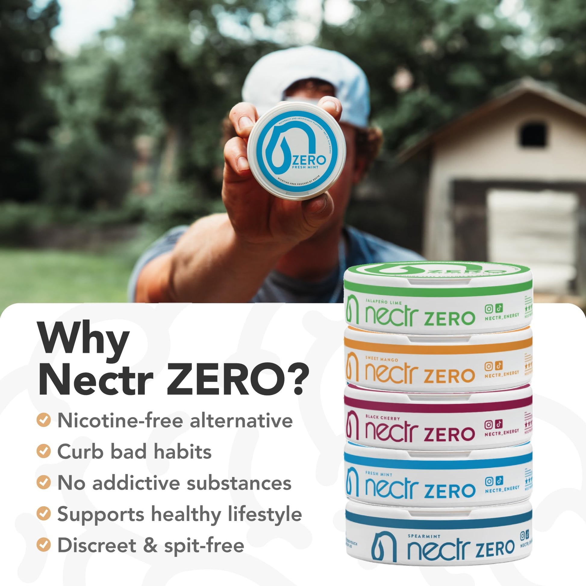 Nectr Energy Zero Pouches - No Caffeine, No Sugar, Zero Calories Mini Pouches for Oral Fixation and Stress Relief - 4 Pucks of 20 - Sweet Mango Flavor NectrAu supplements